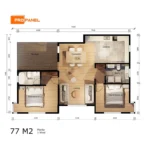 Planta de casa de 77m²